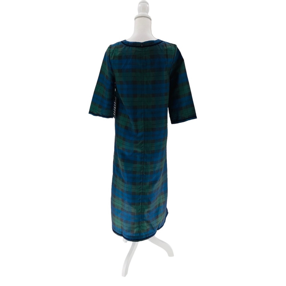 Tuckernuck | NEW Jamie Velvet Trimmed Plaid Blackwatch Midi Dress Size S - Picture 8 of 14